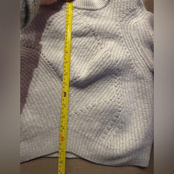 ARITZIA WILFRED 100% merino wool cropped grey puff sleeve ribbed pullover (M) - Picture 7 of 9
